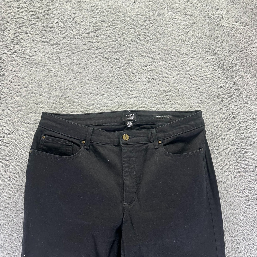 Jones New York Lexington Jeans Womens 14 Black Cotton Denim Straight Workwear - Picture 2 of 11
